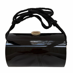 Zara Black Clam Shell Lucite/Acrylic Hard Case Magnetic Evening Bag Purse EUC